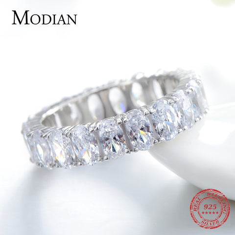 Modian New 100% 925 Sterling Silver Classic Oval Sparkling Finger Ring For Women Luxury AAAAA CZ Wedding Engagement Fine Jewelry