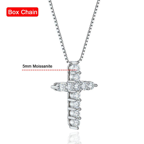 Serenity Day Jesus Cross Pendant Inlaid D Color Moissanite S925 Silver 18k White Gold Plated Necklace for Women Wedding Jewelry