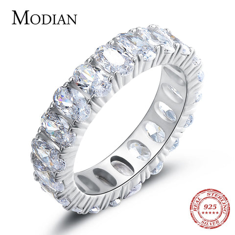 Modian New 100% 925 Sterling Silver Classic Oval Sparkling Finger Ring For Women Luxury AAAAA CZ Wedding Engagement Fine Jewelry